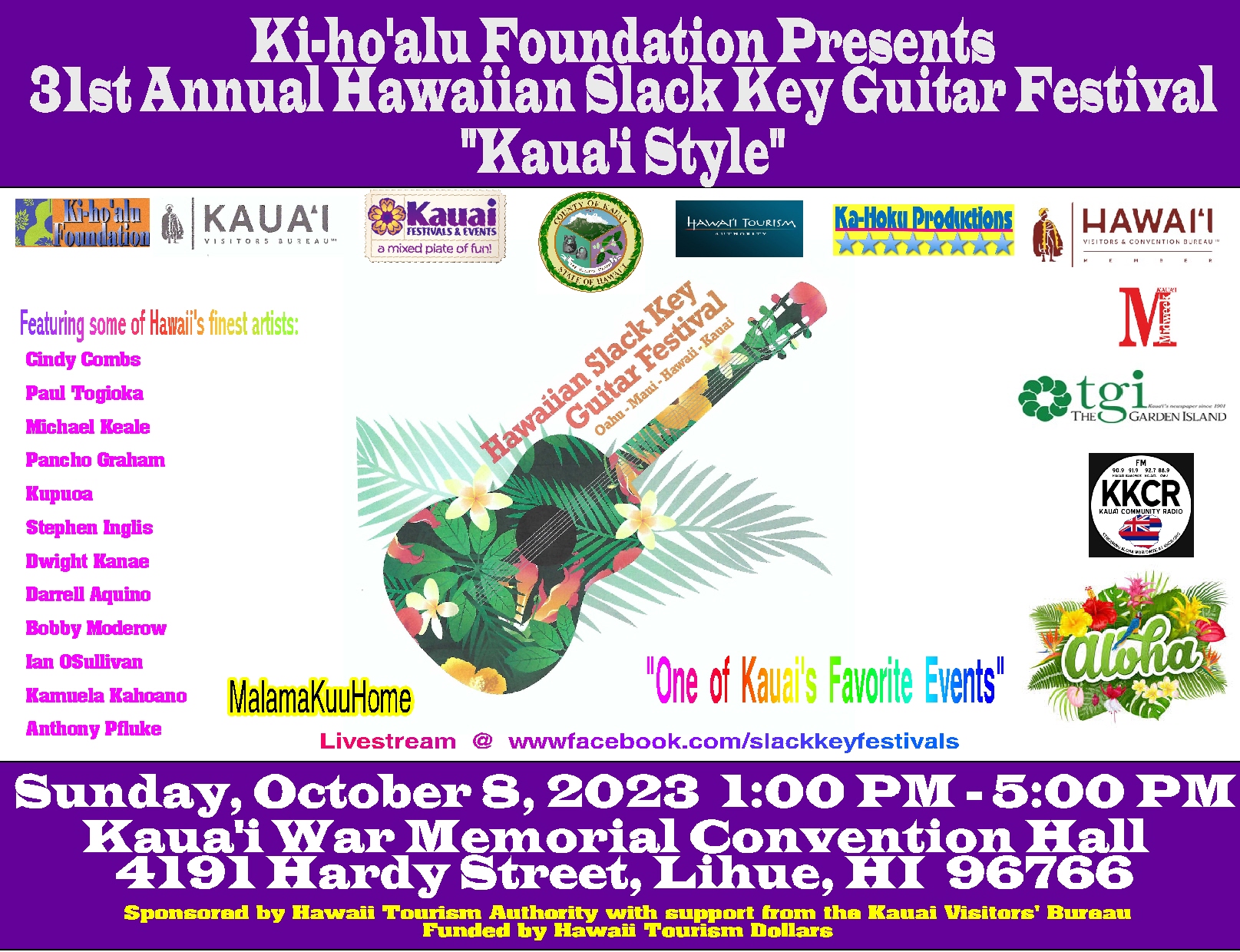 31st Annual Hawaiian Slack Key Guitar Festival Kaua'i Style! »» Kauai