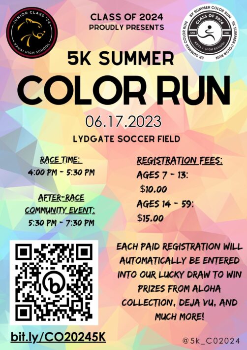 5K Summer Color Run Kauai High School Class of 2024 »» Kauai